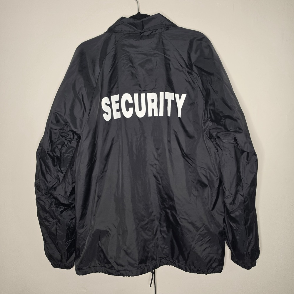 Tuff Guard Jacket Men L Black Security Coach Windbreaker Snap Front Lined Pocket